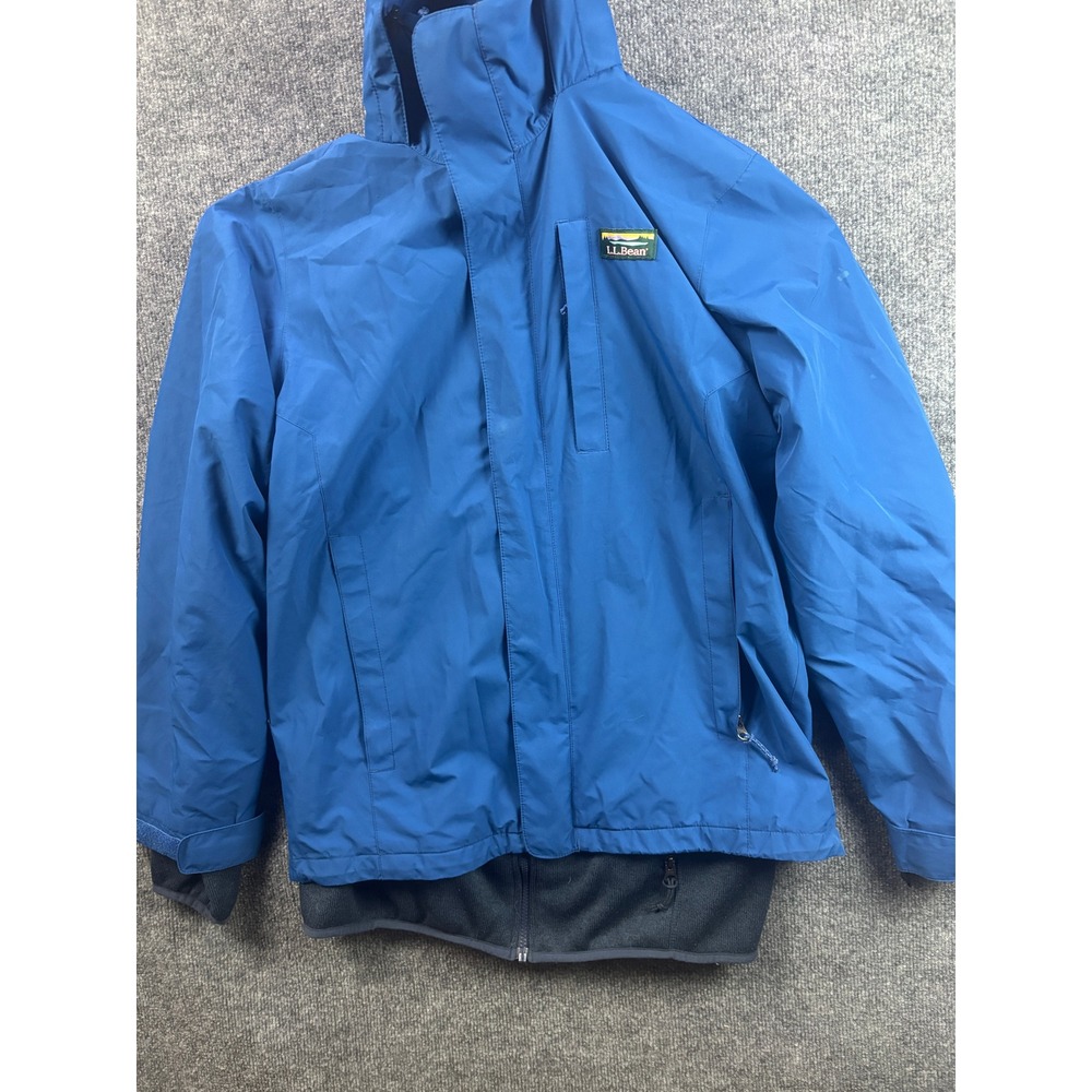 LL Bean 3-in-1 System Jacket Mens S Blue Hooded Waterproof Fleece Liner 501838